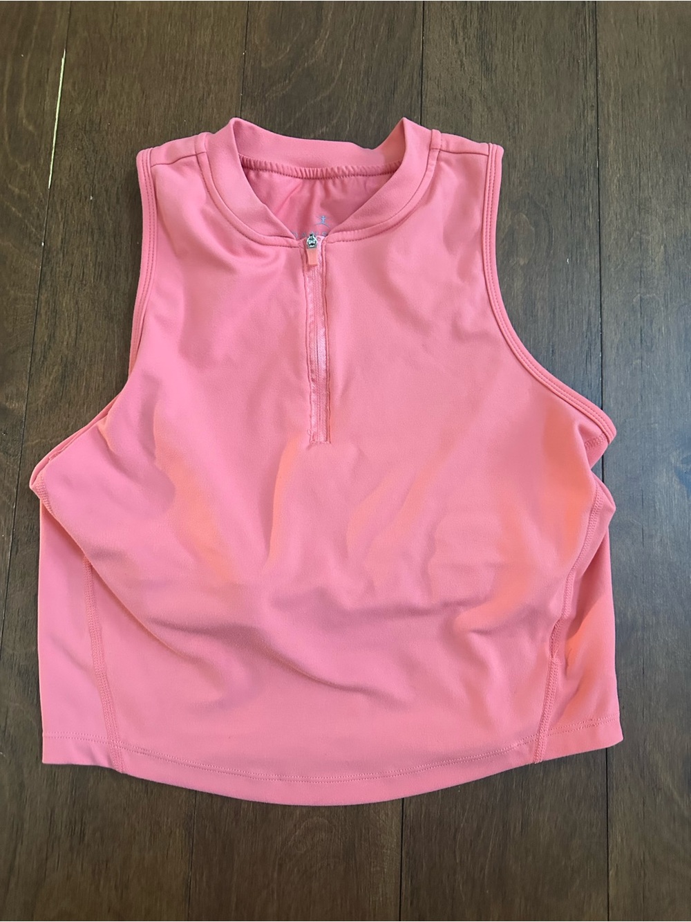 Danskin Coral Pink Sleeveless Zip Tank Top